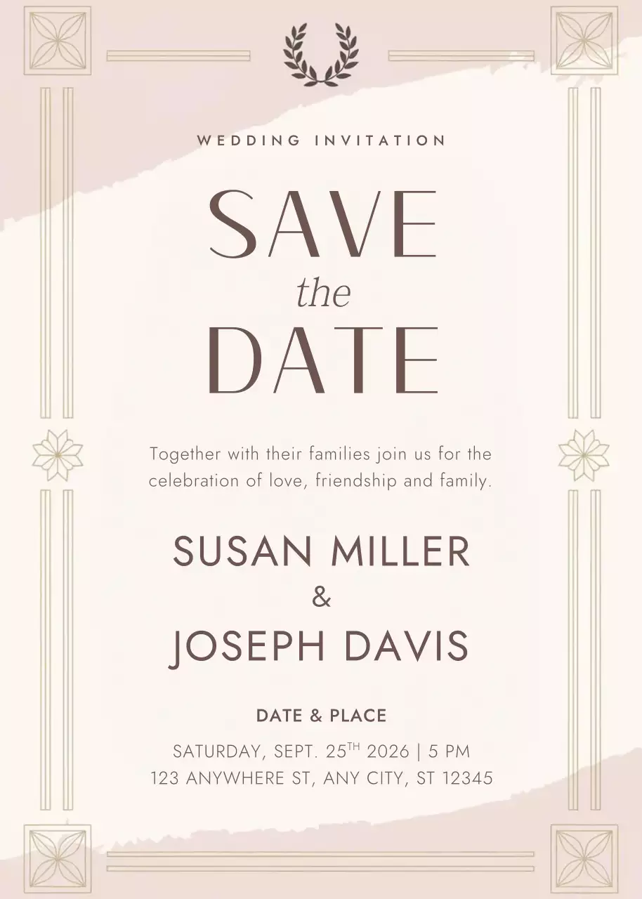 lời mời đám cưới thanh lịch màu be