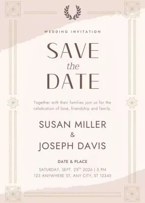 beige elegant wedding invitation