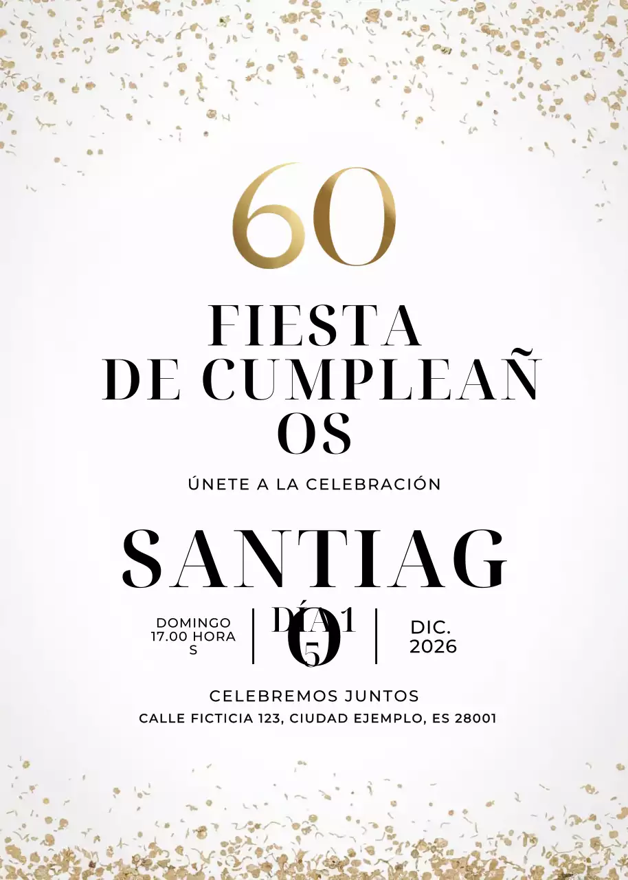 invitación de cumpleaños elegante dorada