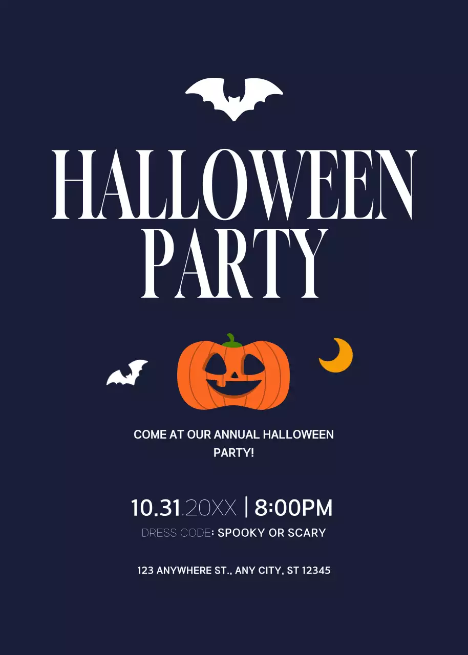 navy vintage Halloween invitation