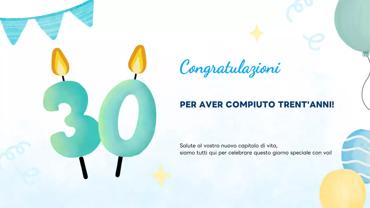 Biglietto di compleanno blu, moderno e allegro