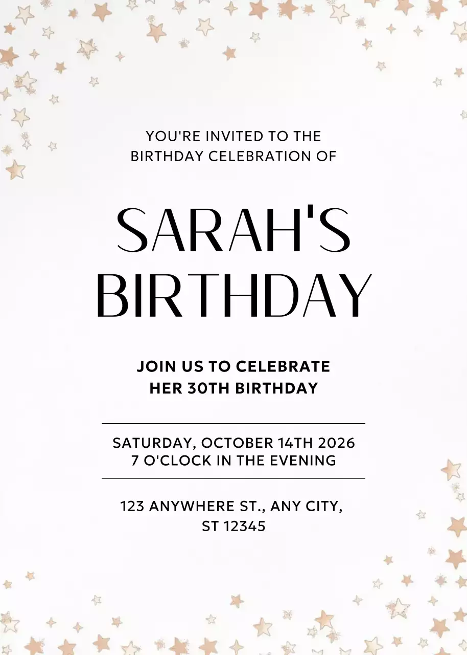 Convite de aniversário elegante bege