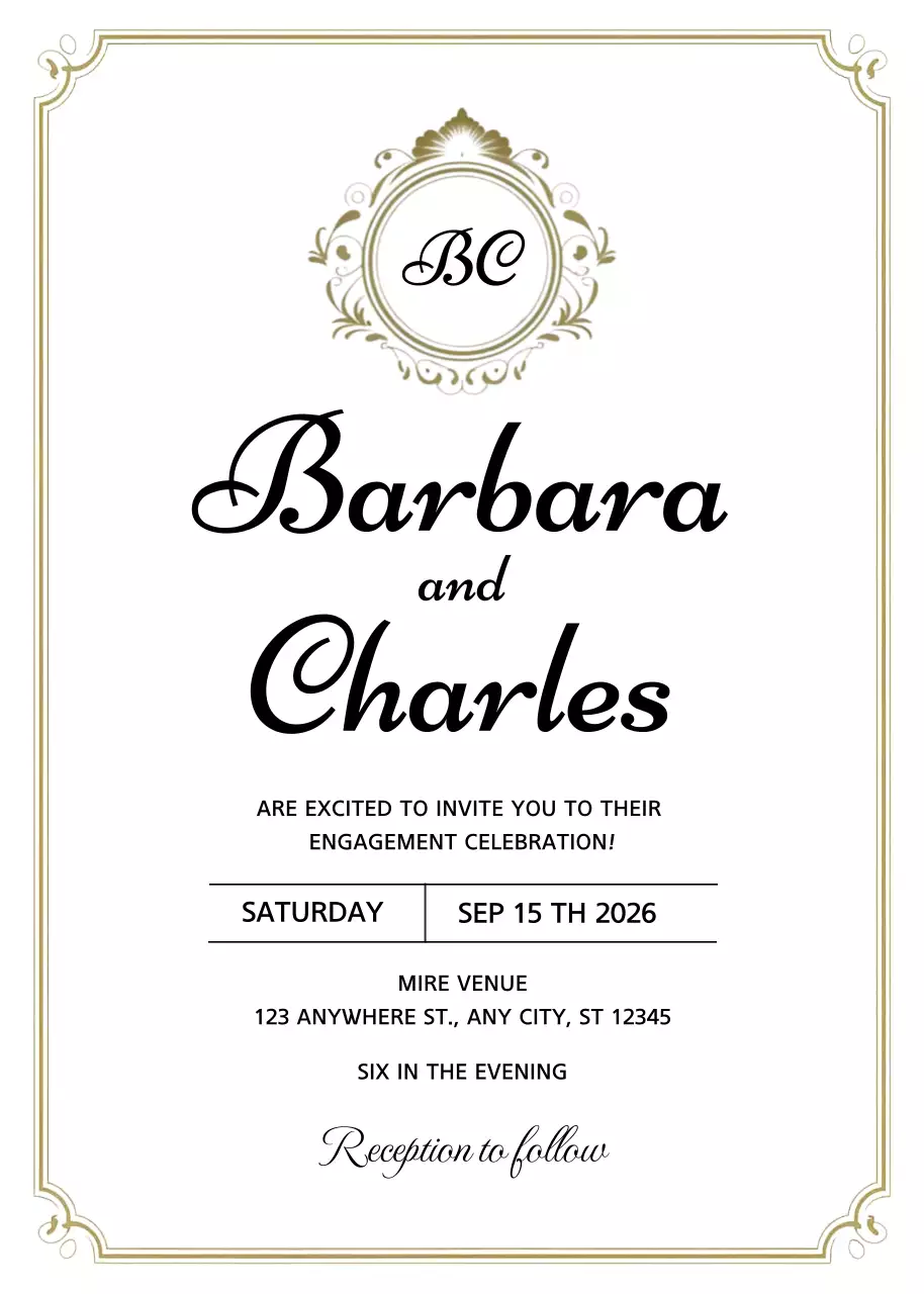 Gold Elegant Engagement Invitation