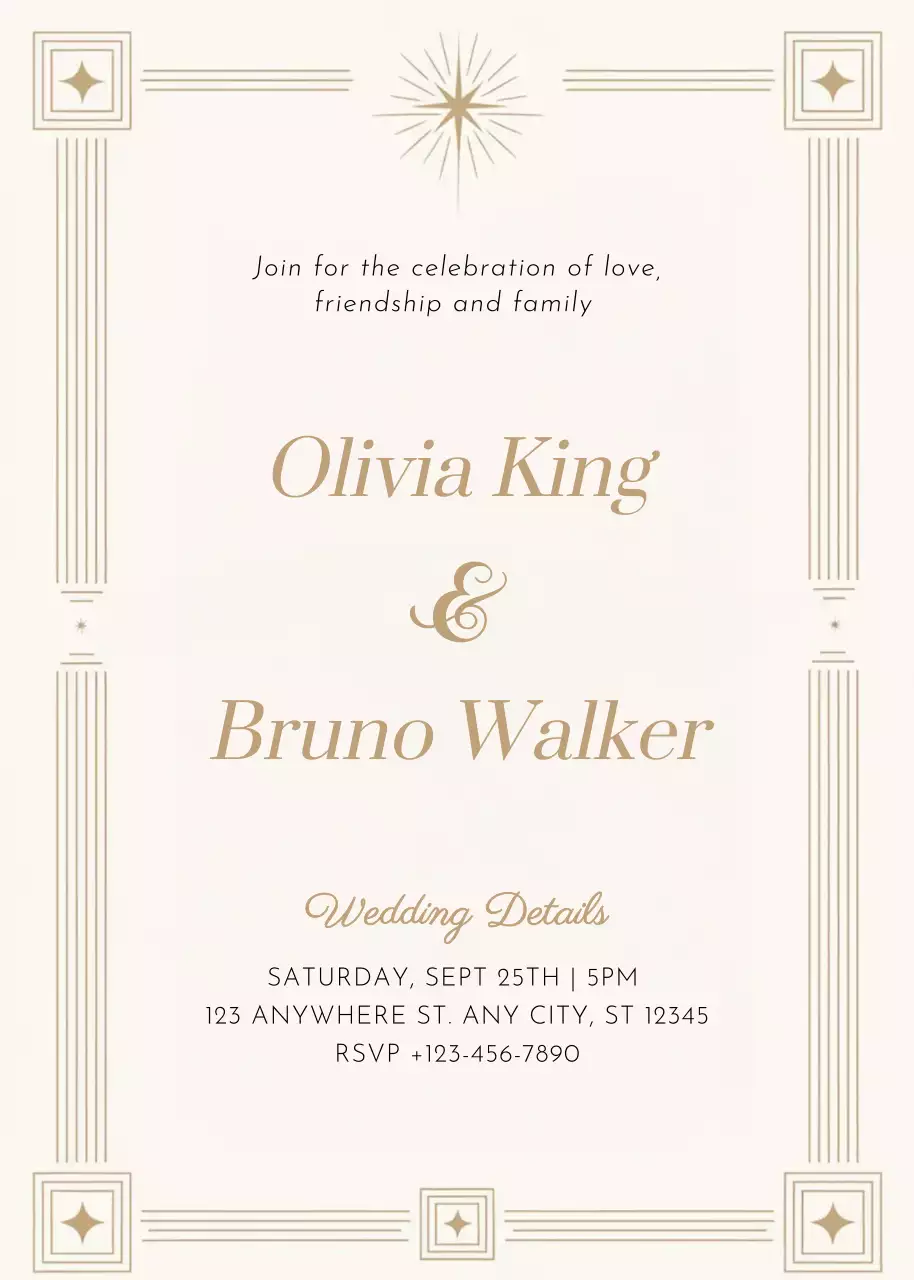 beige classic wedding invitation