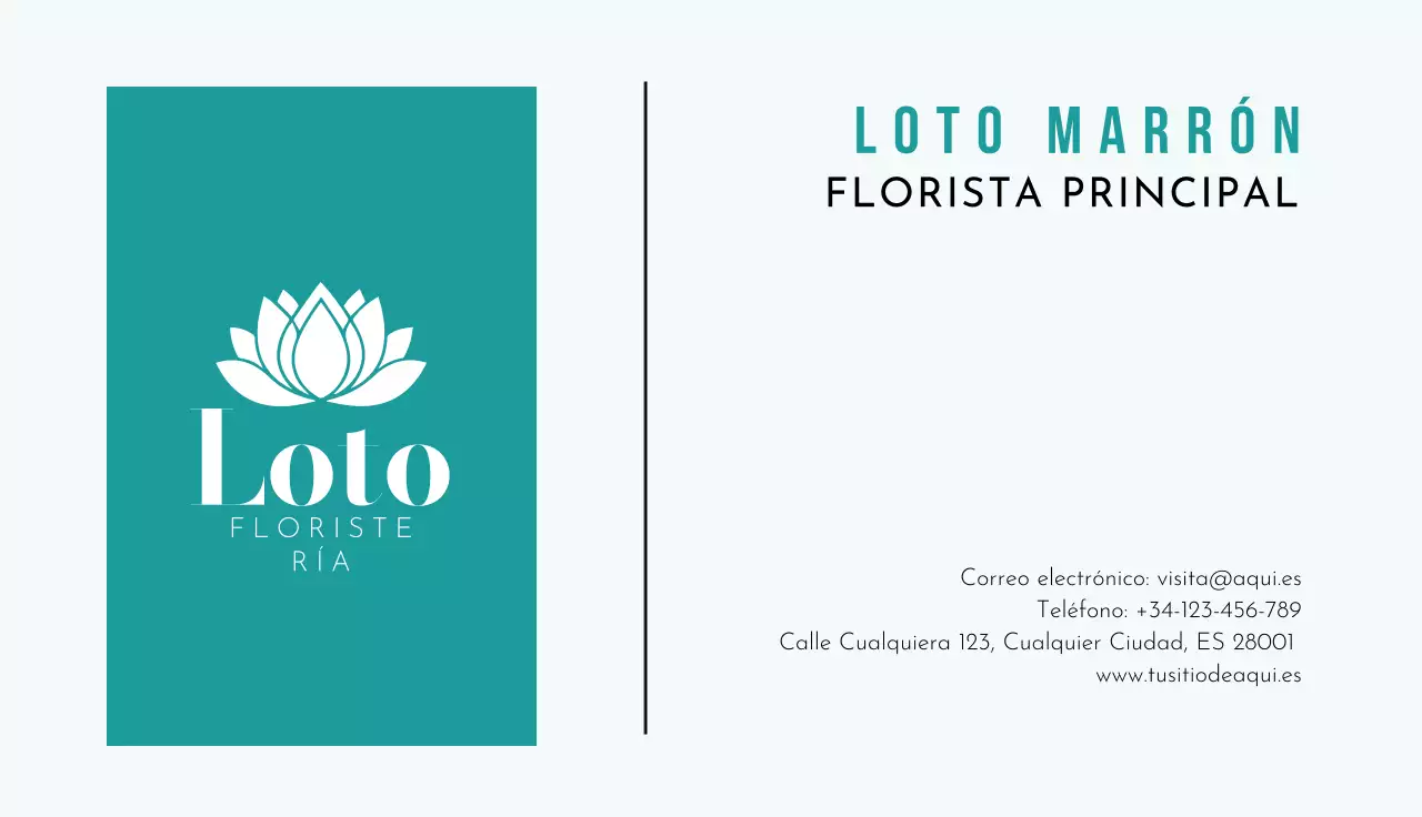tarjeta de visita de floristería teal simple