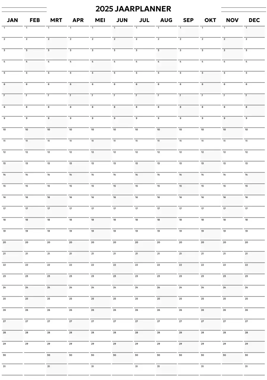 Zwart Eenvoudig Jaarplan