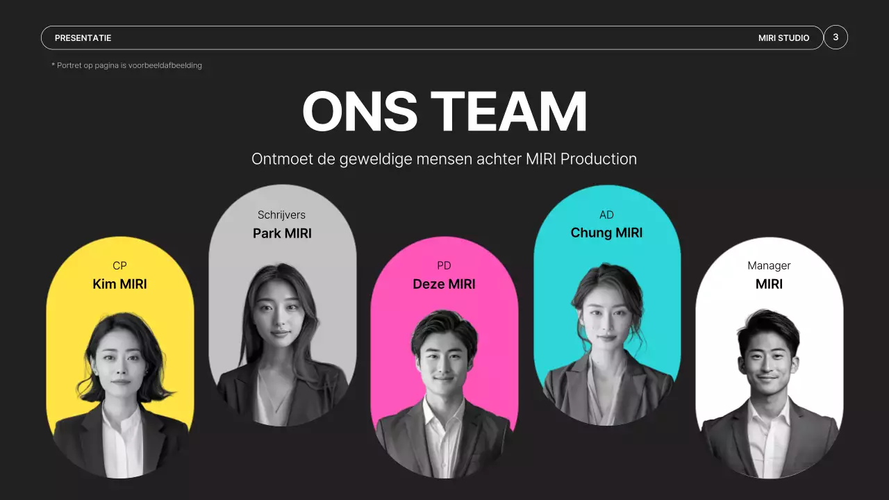 Een eenvoudige prospectus voor een videoproductiebedrijf in zwart en neonkleuren