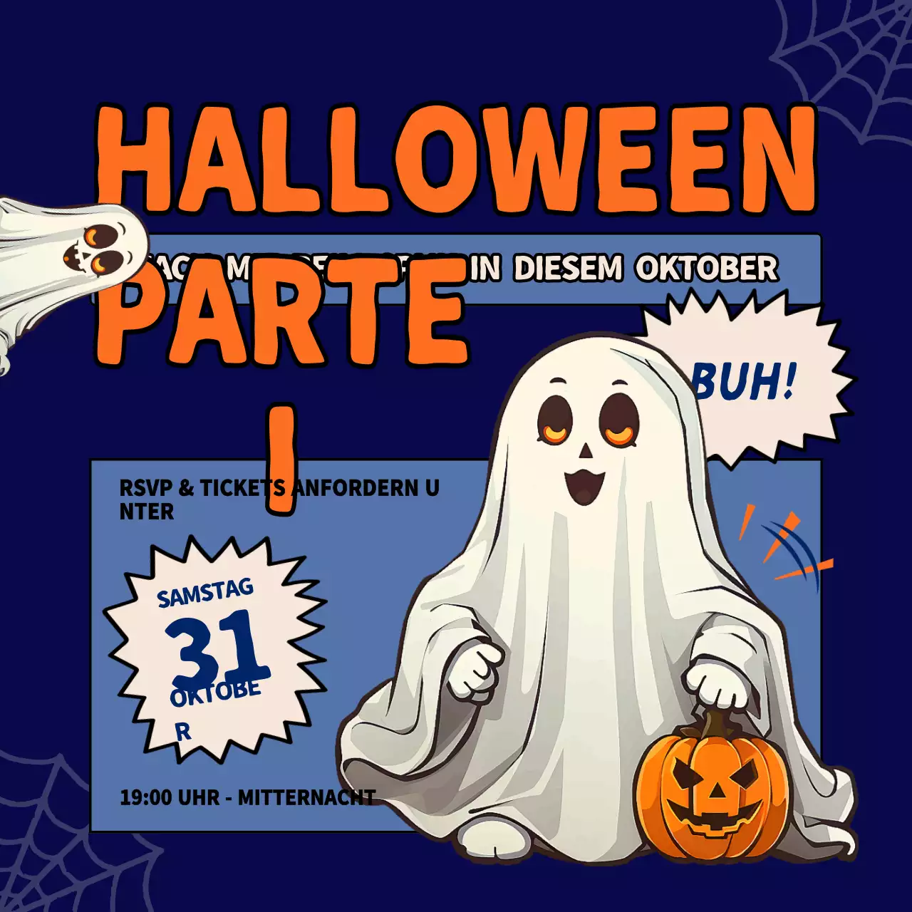 orangefarbene Retro-Halloween-Einladung