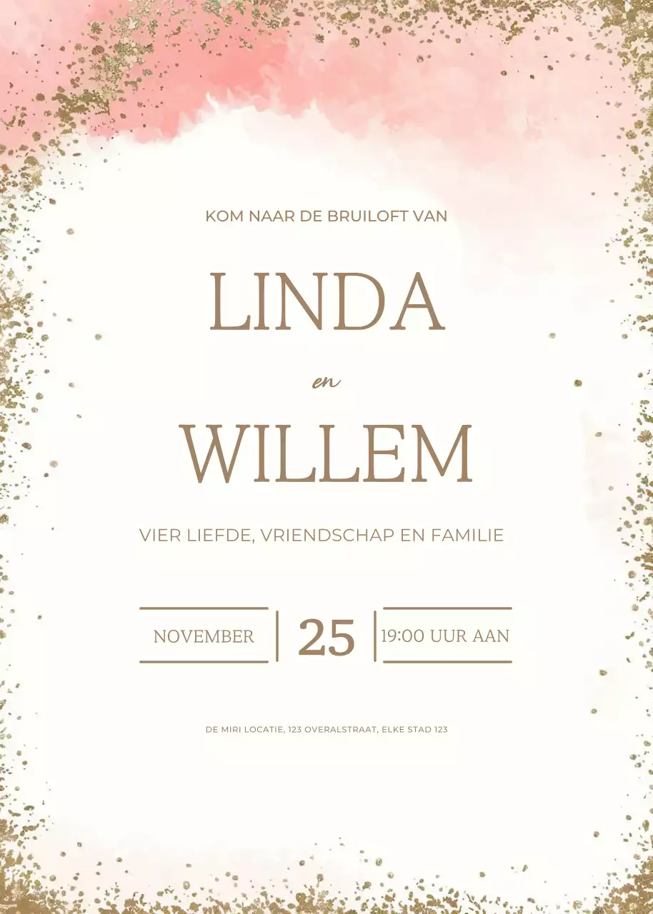 Gouden perzik huwelijksuitnodiging