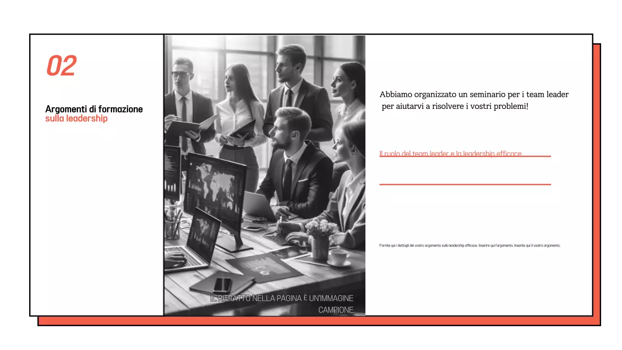 Promuovere un semplice seminario interno in bianco e arancione