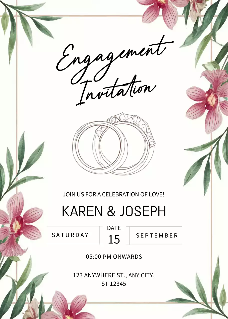 White Elegant Engagement Invitation