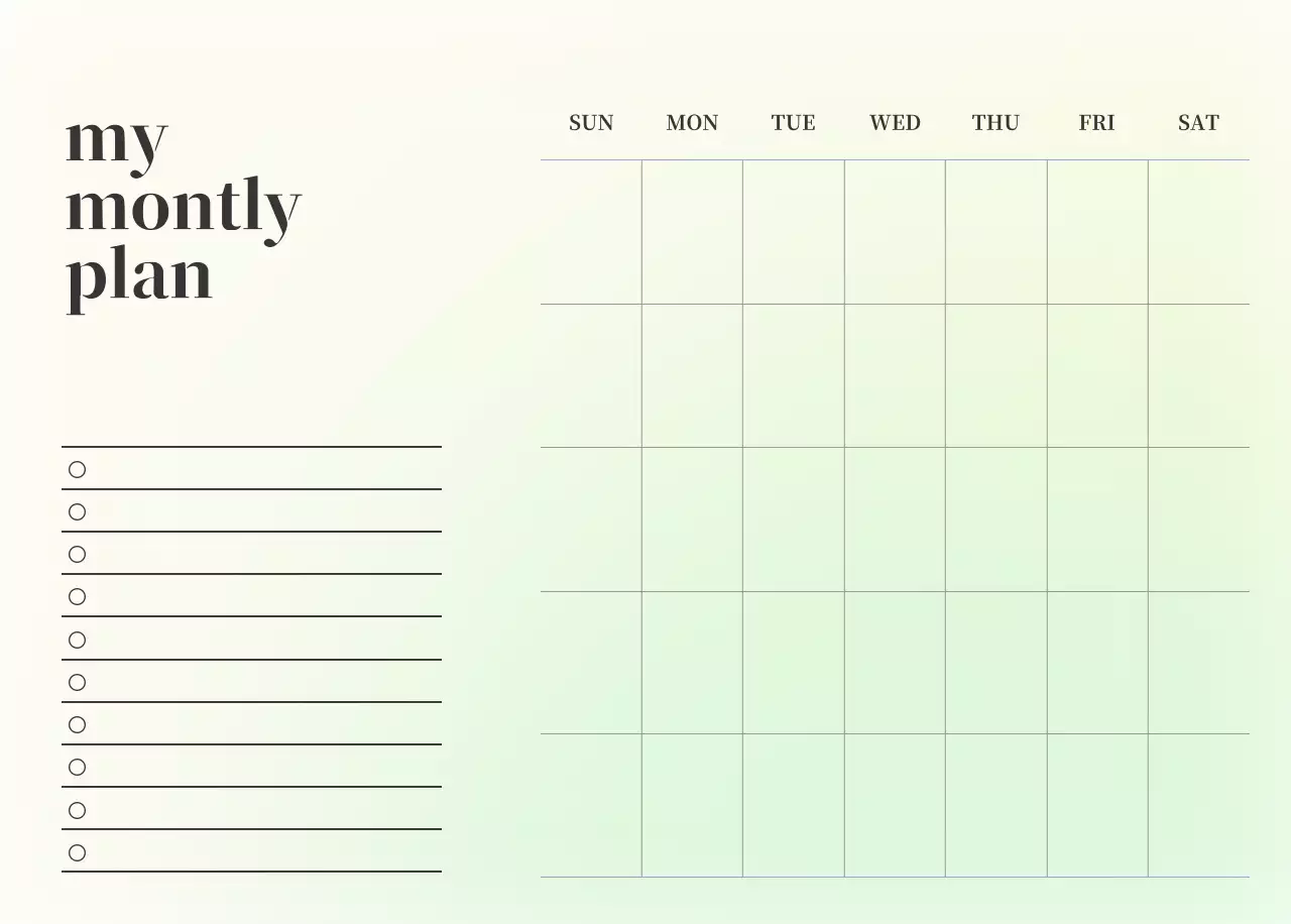 그라데이션 미니멀 달력 캘린더