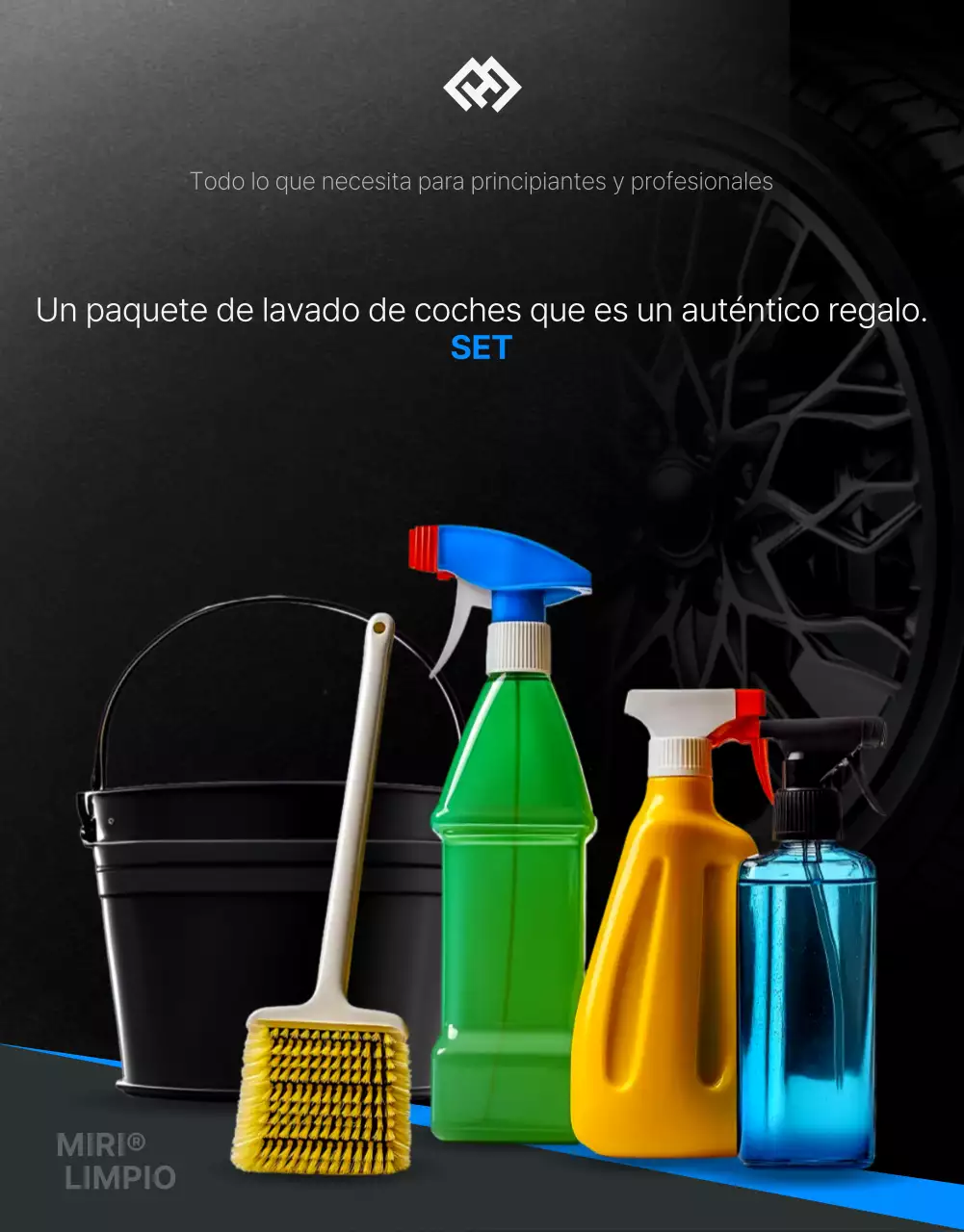 Promover productos de lavado de coches modernos de color negro