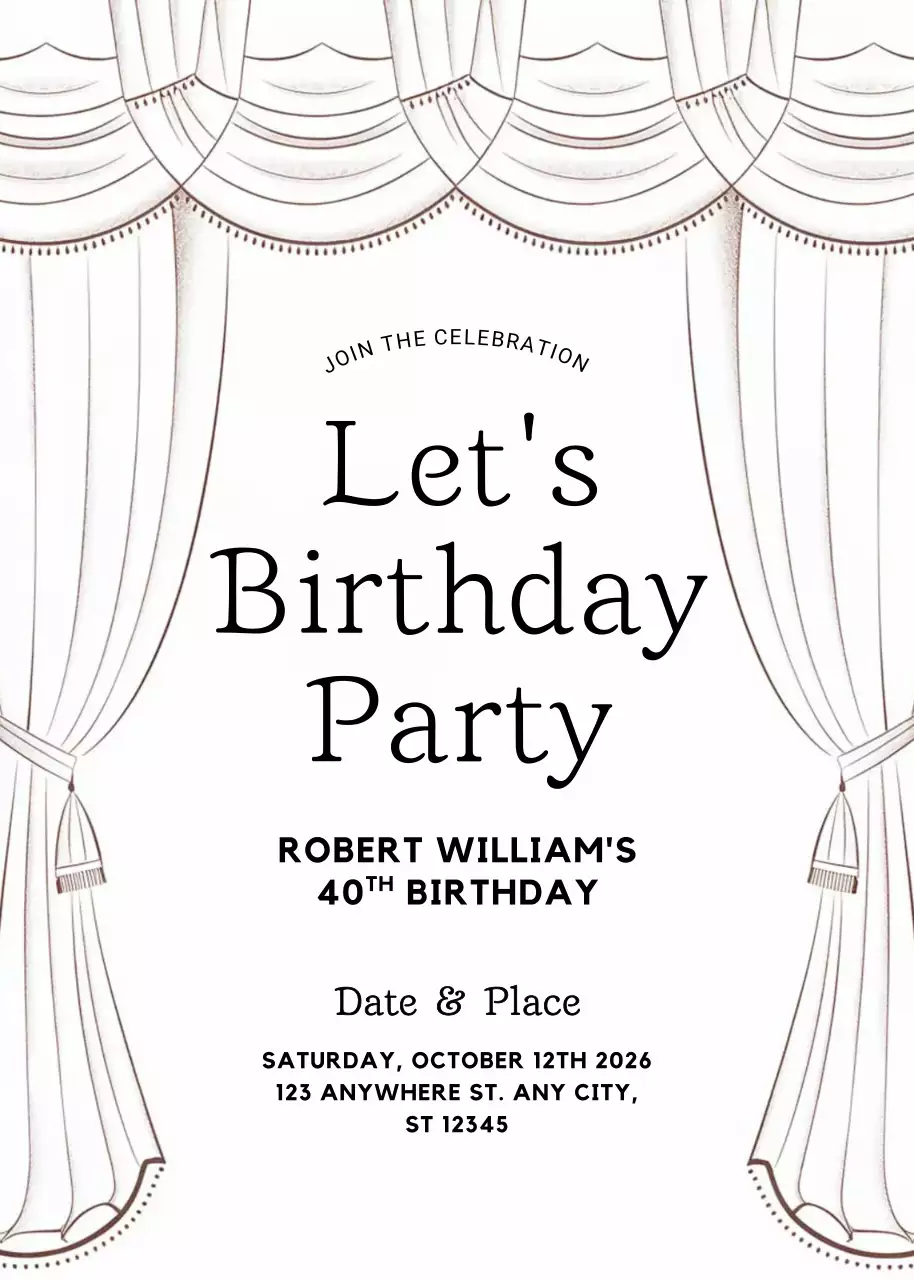 white elegant birthday invitation