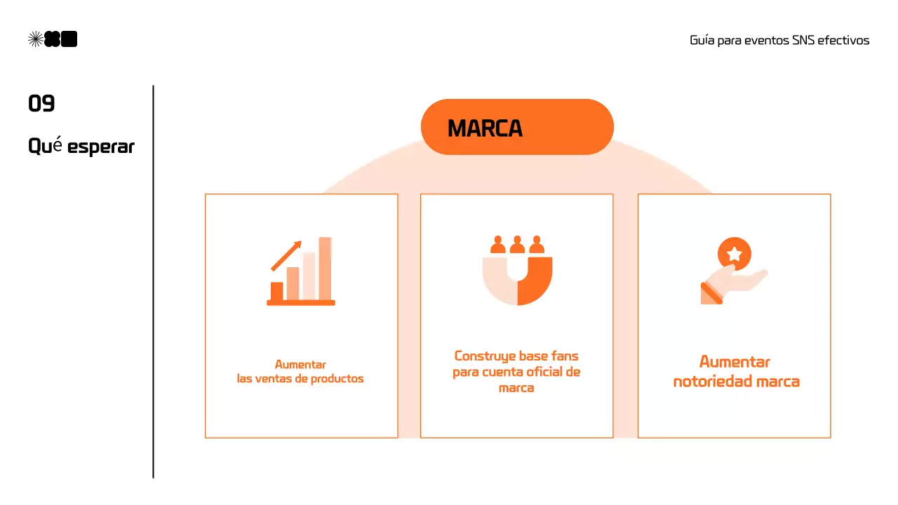 Moderna propuesta de marketing en redes sociales en negro y naranja