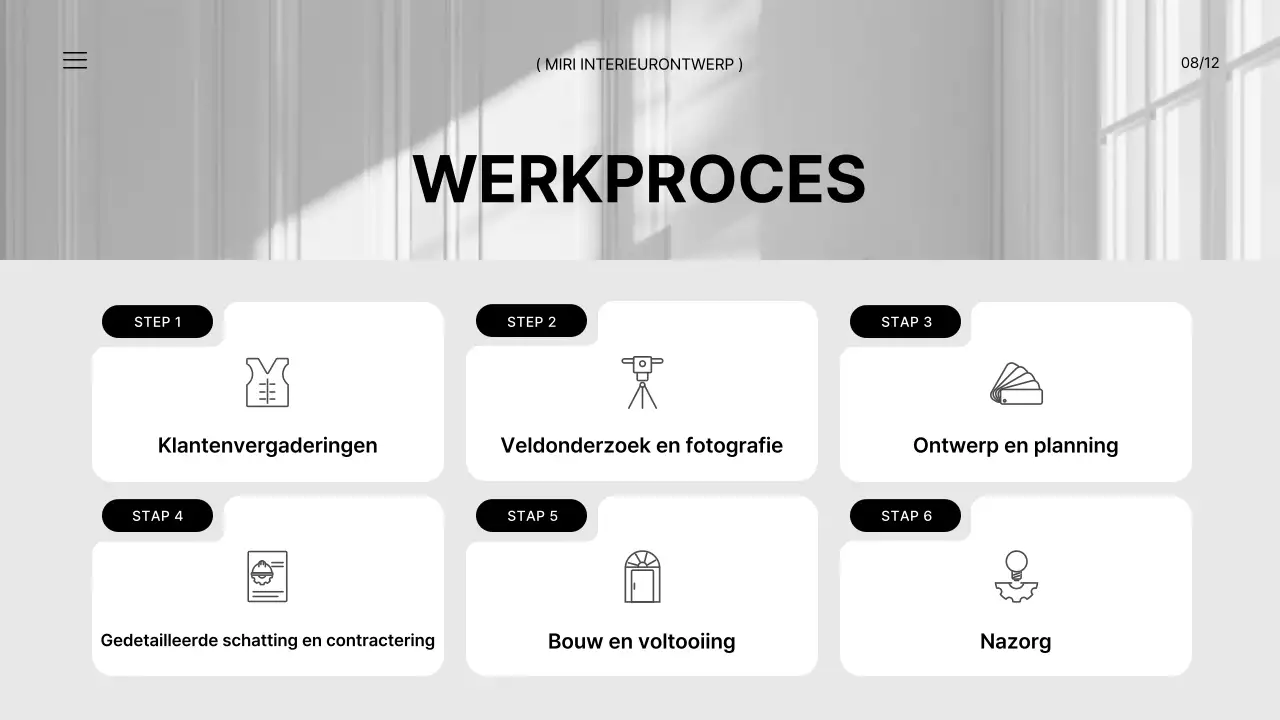 Een brand briefing voor een modern kantoorinterieur in zwart en wit