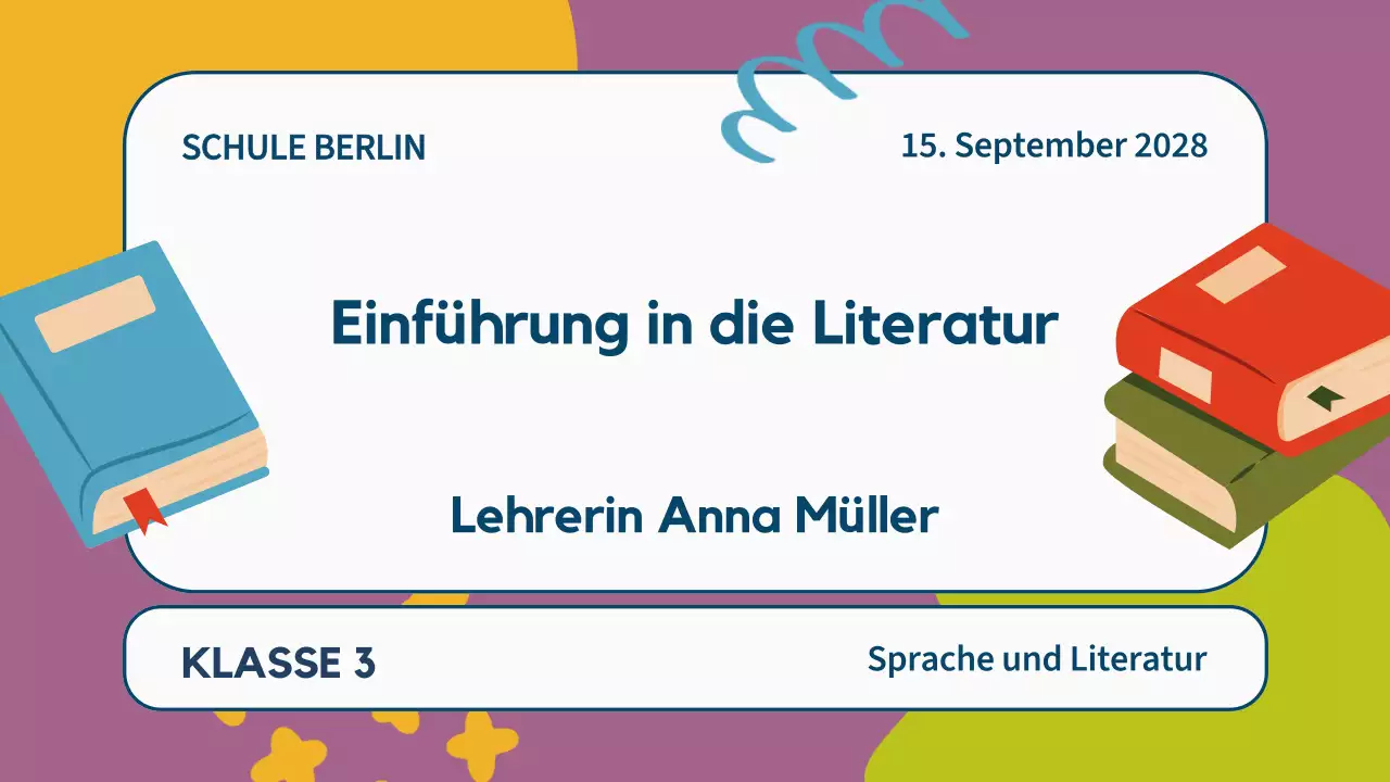 Bunte Illustration Literatur Unterrichtsmaterialien Präsentation