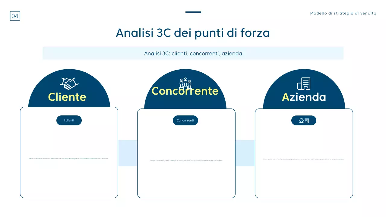 Un moderno brief sulla strategia di vendita in blu e bianco