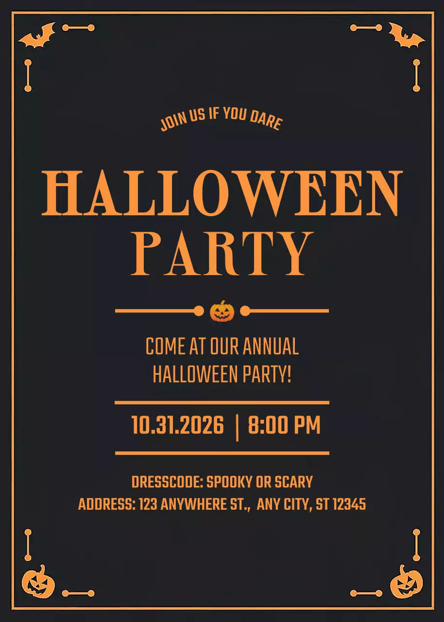 Black Spooky Halloween Invitation