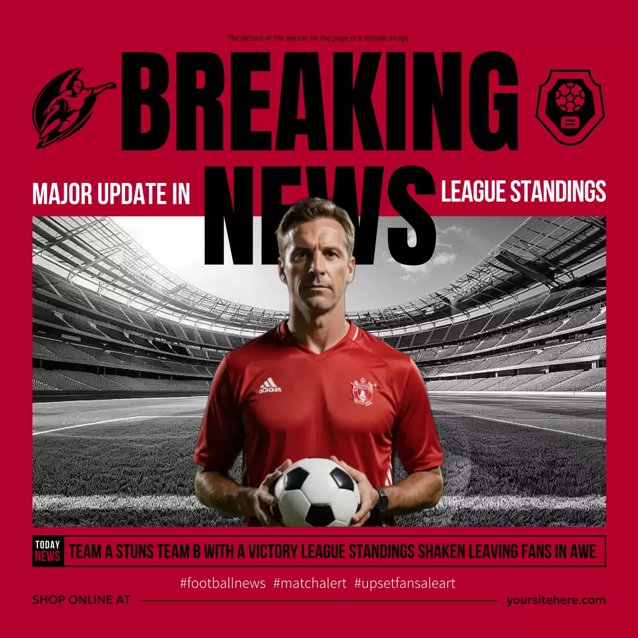 red bold sports announcement