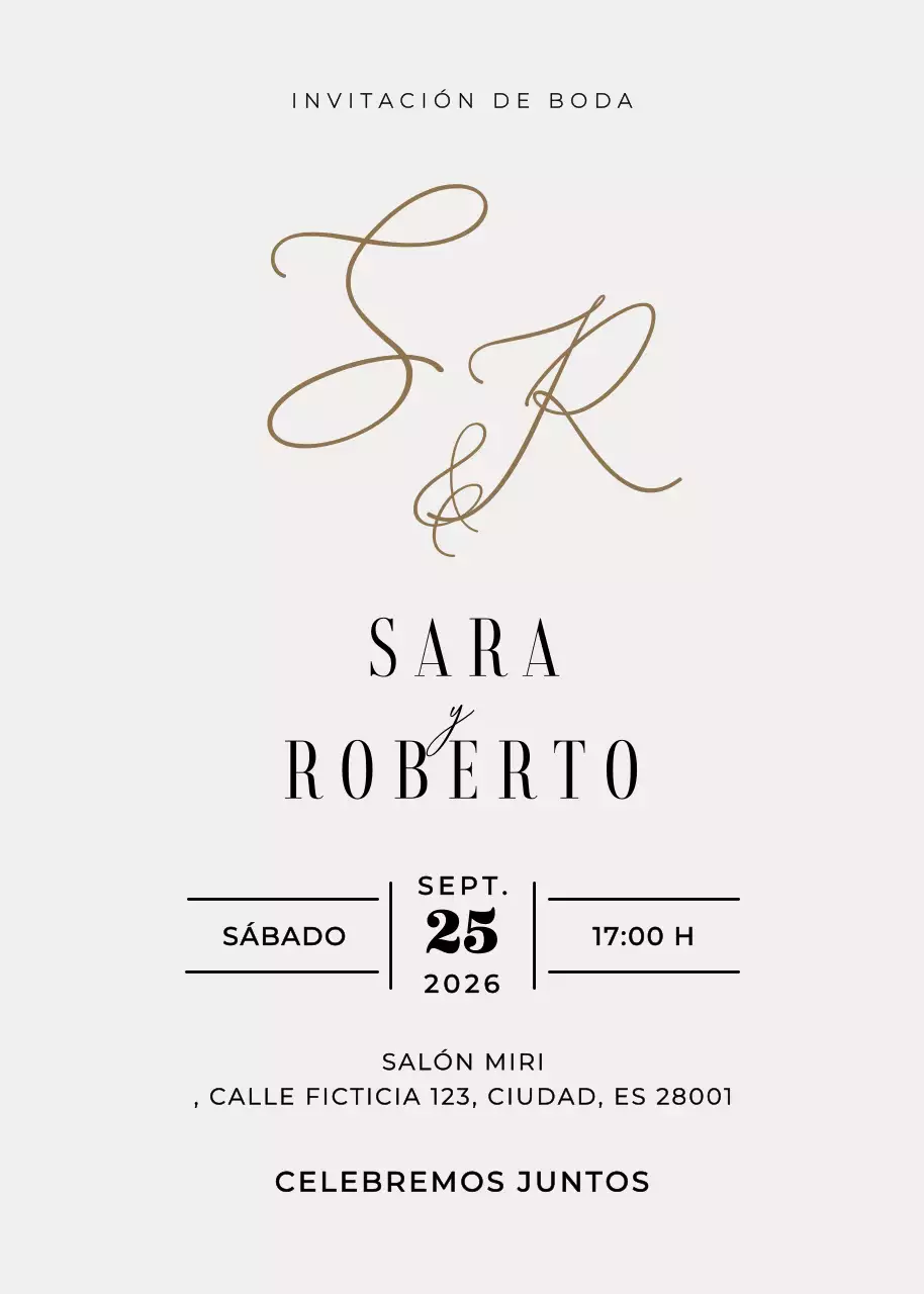 beige elegante invitación de boda