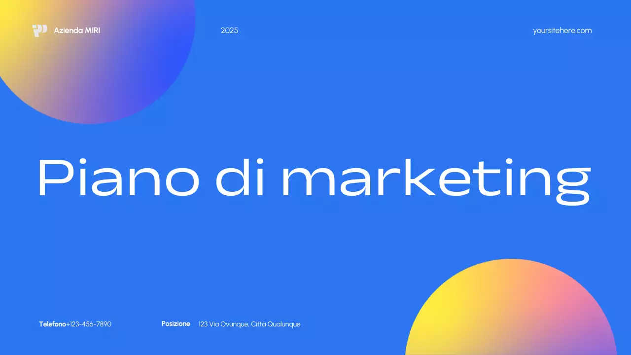 Piano di marketing blu moderno