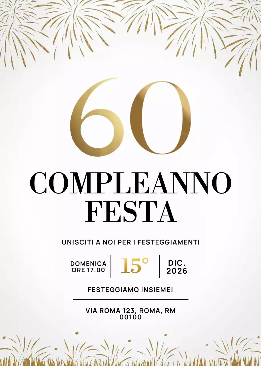 invito di compleanno elegante in oro