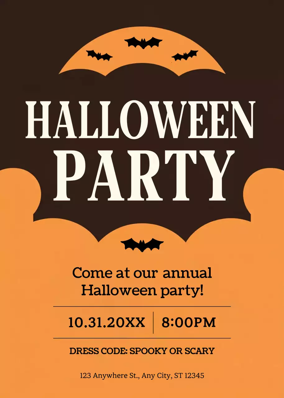 orange retro Halloween invitation