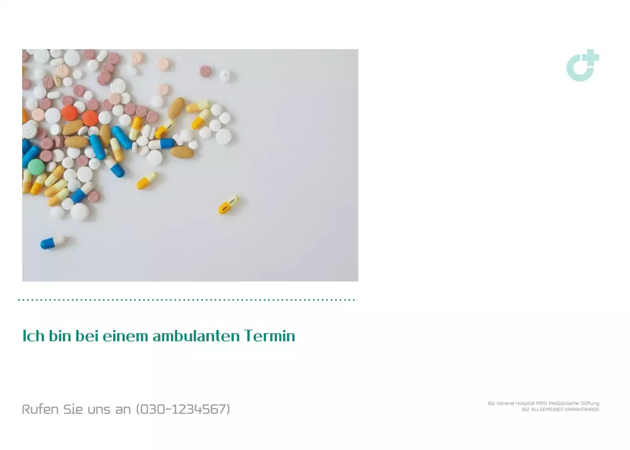 Krankenhauskalender in grünem Fotorahmen