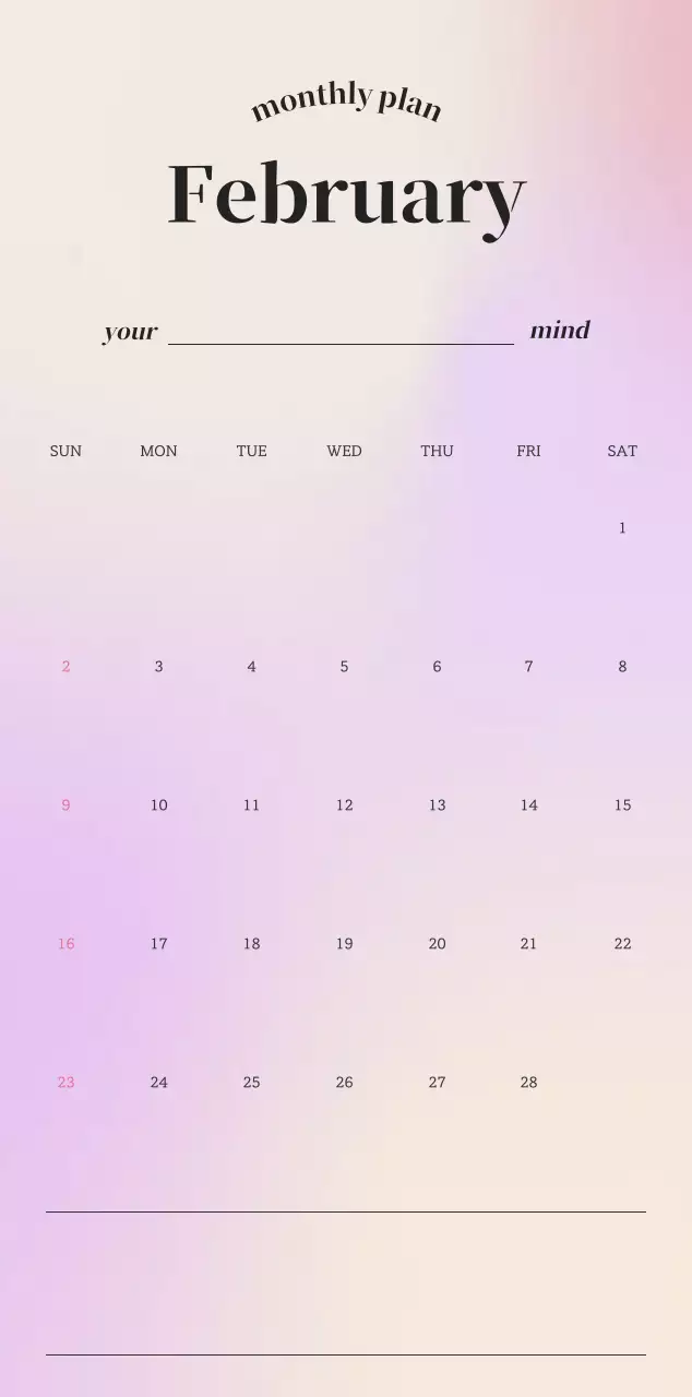 그라데이션 미니멀 달력 캘린더