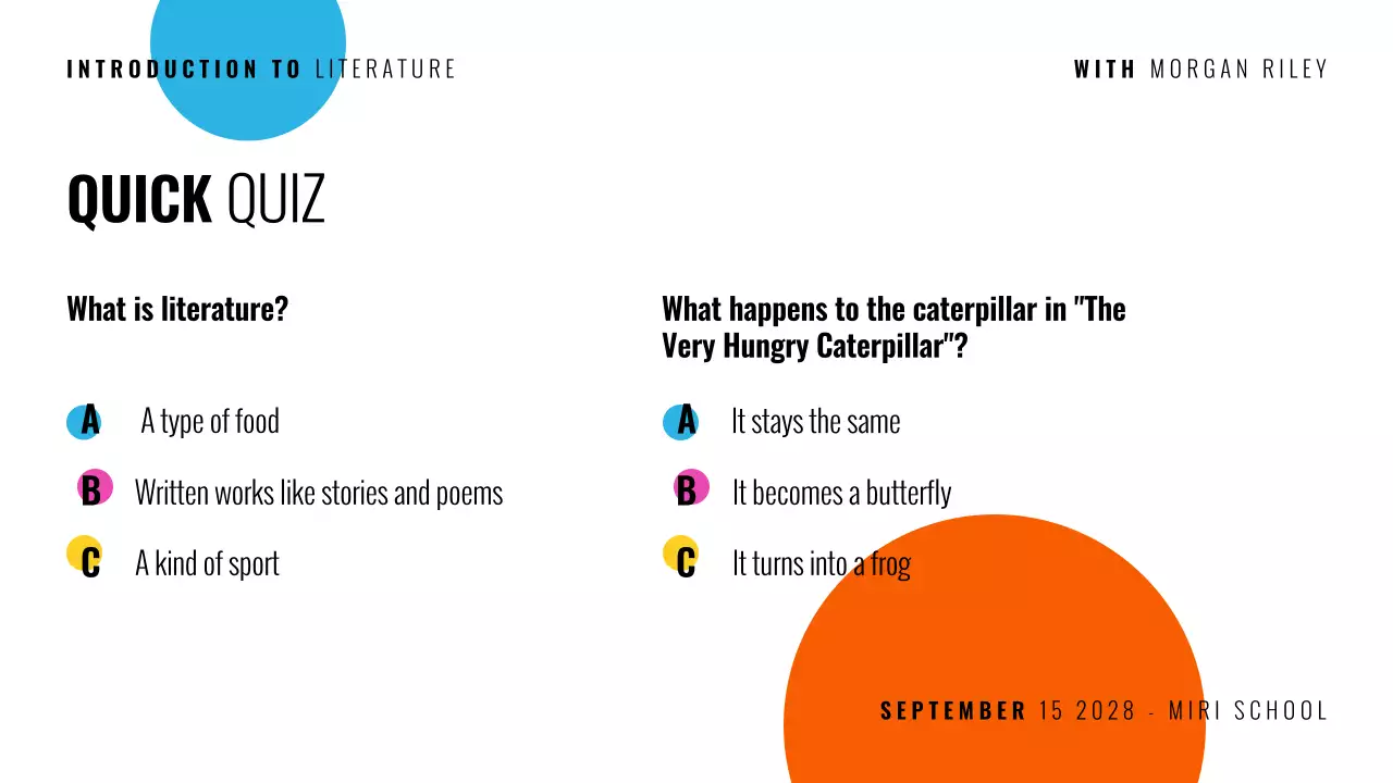 Multicolor modern literature course presentation