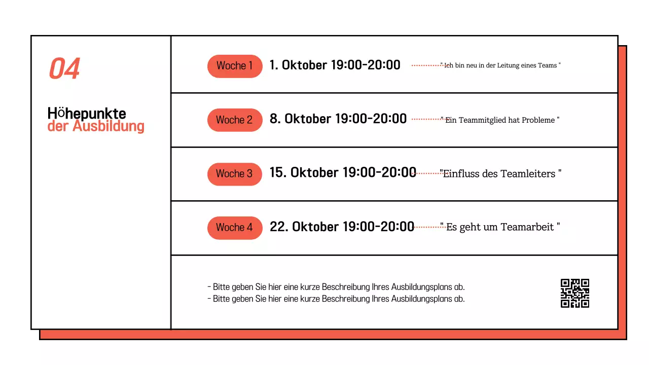 Werbung für ein einfaches Inhouse-Seminar in Weiß und Orange