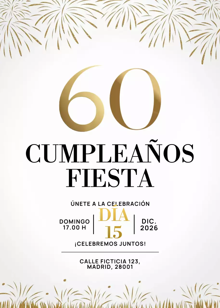invitación de cumpleaños elegante dorada