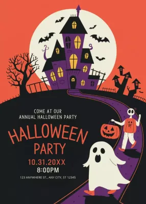 orange retro Halloween invitation