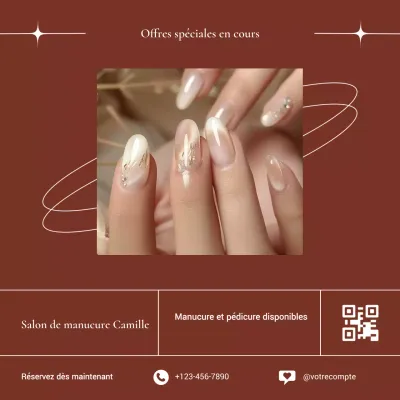 Salon de manucure et pédicure marron élégant et esthétique Promotion