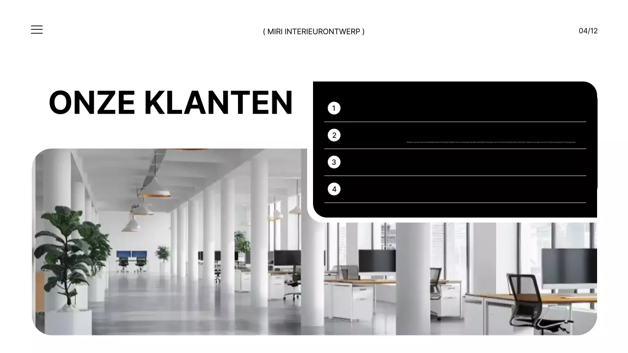 Een brand briefing voor een modern kantoorinterieur in zwart en wit
