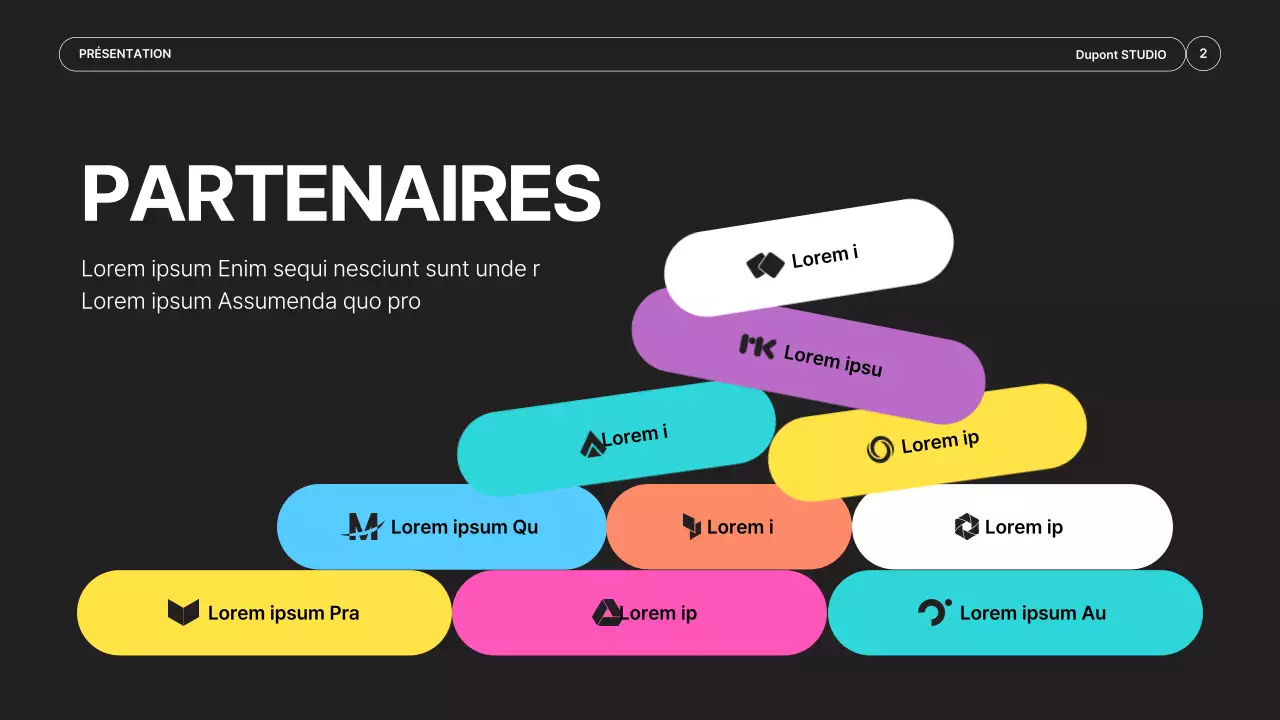 Prospectus simple d'une société de production vidéo en noir et couleurs néon