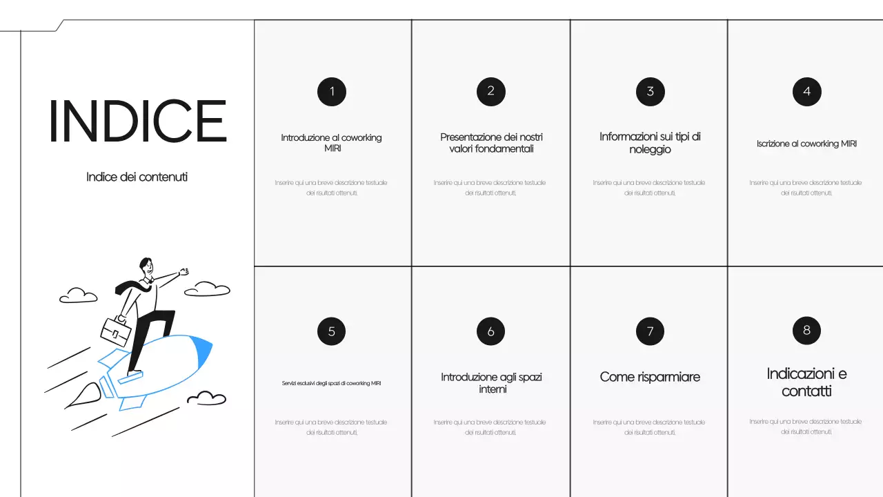 Una semplice proposta di spazio di coworking in nero e blu