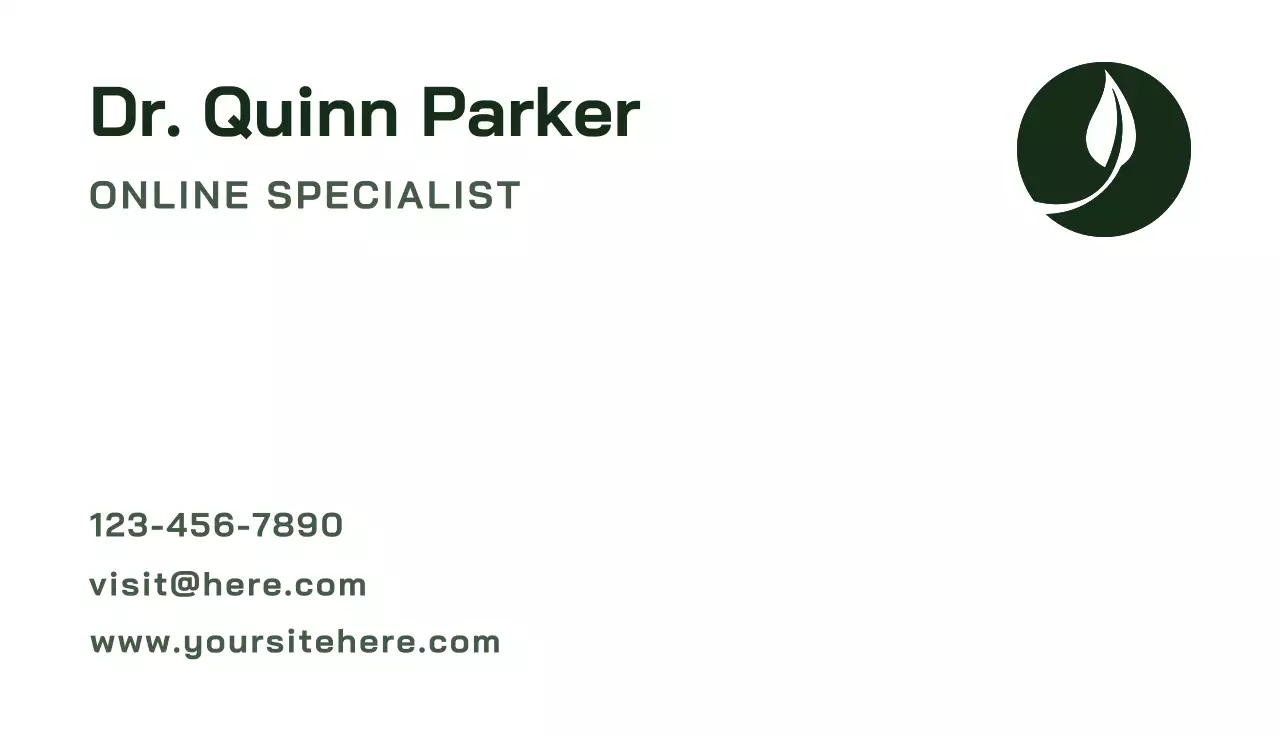 Green Minimalist Business Card