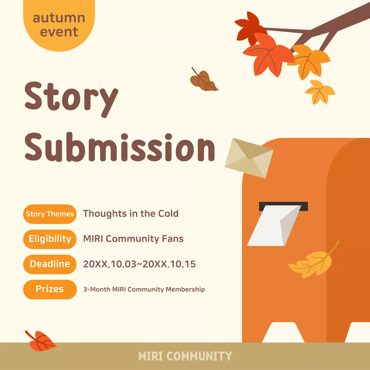 Postagem de mídia social do evento Orange Simple Story