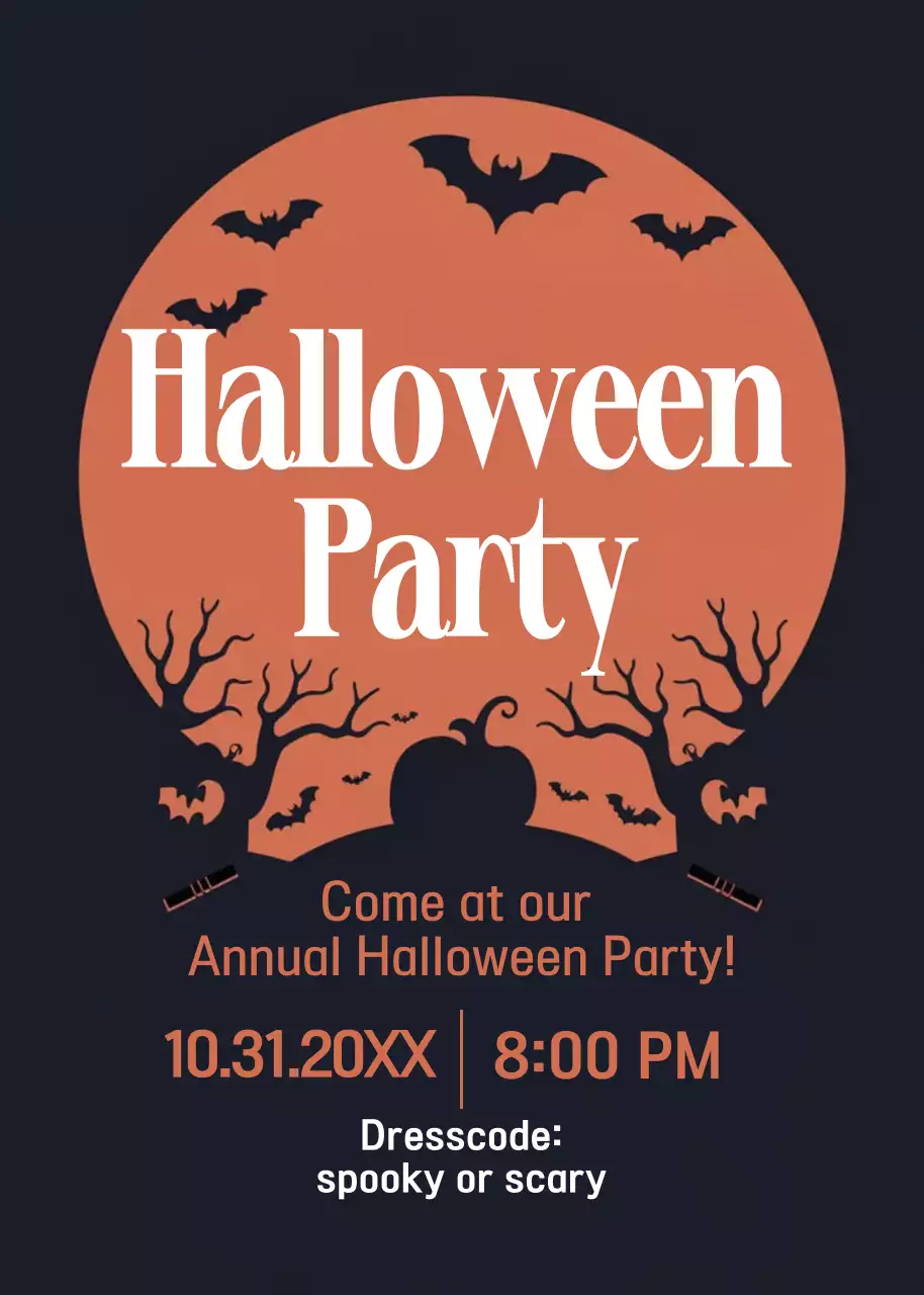 orange gothic Halloween invitation