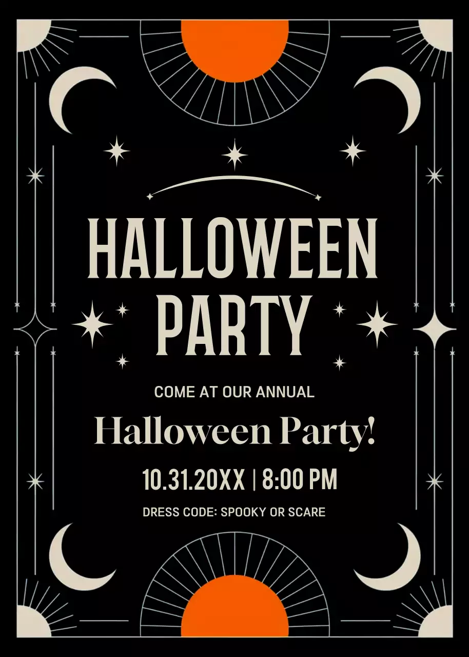 Black orange Halloween party invitation