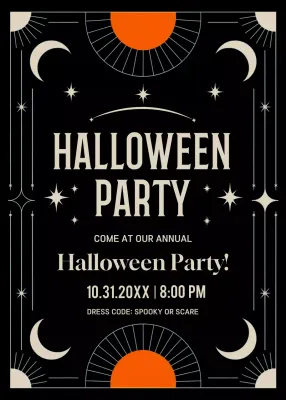 Black orange Halloween party invitation