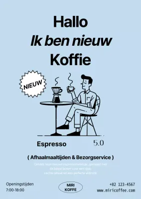 Lichtblauwe moderne koffie promoten