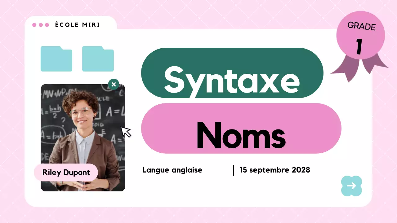 Matériel de cours de grammaire moderne rose