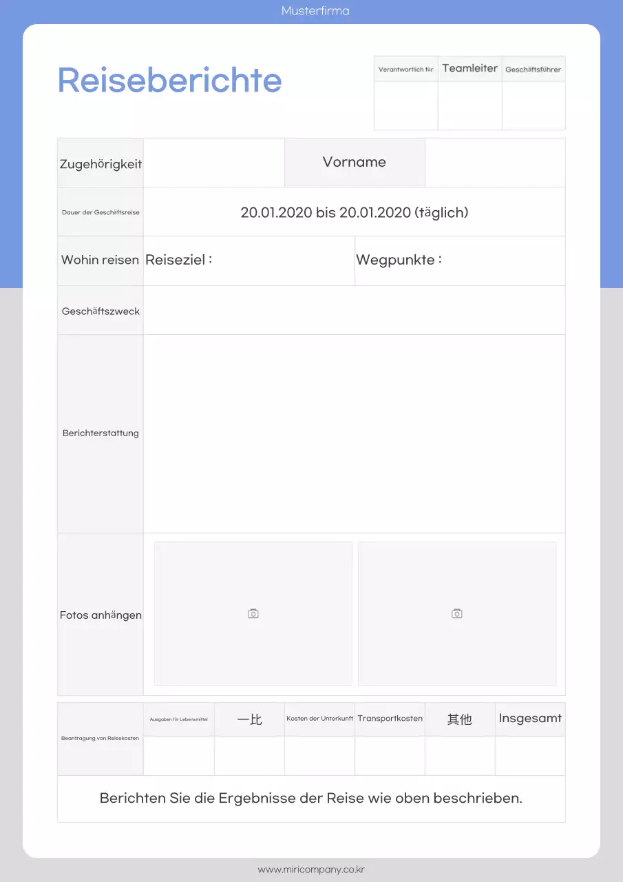 Analyse der einfachen blauen Reiseberichte