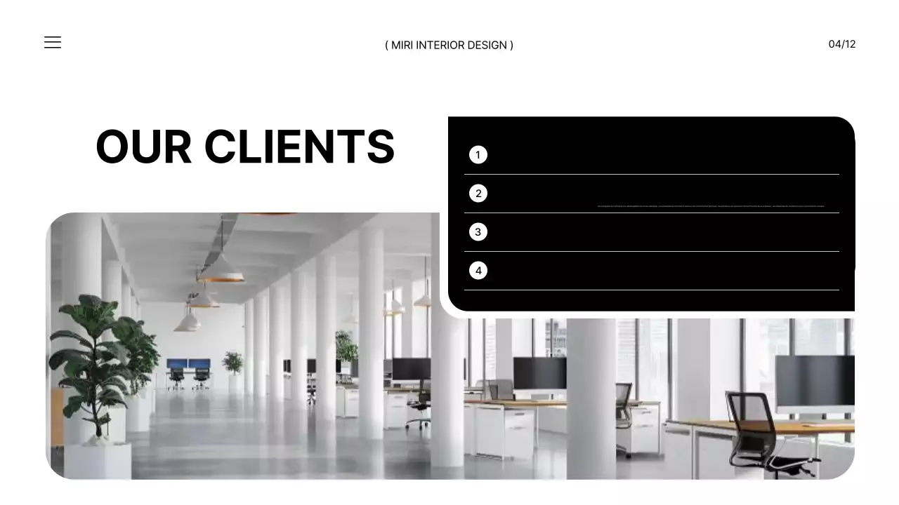 Un briefing de marque pour un intérieur de bureau moderne en noir et blanc