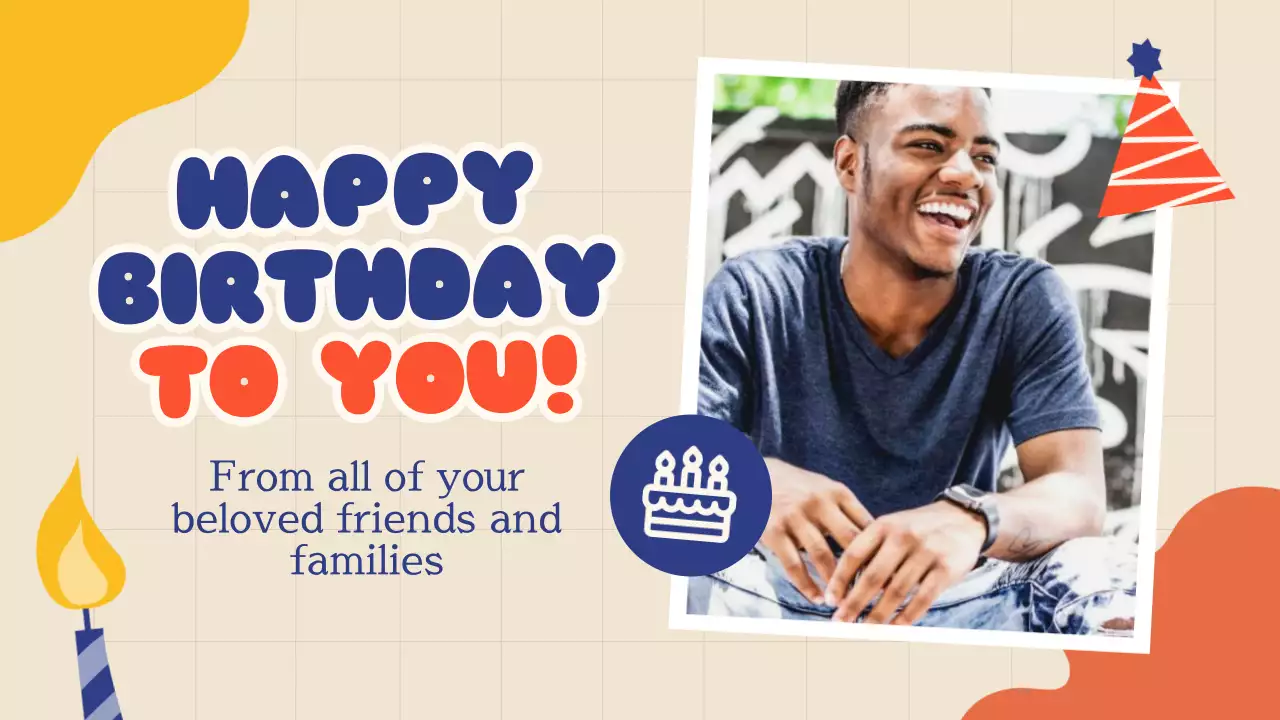 블루 트렌디 생일 카드 프레젠테이션