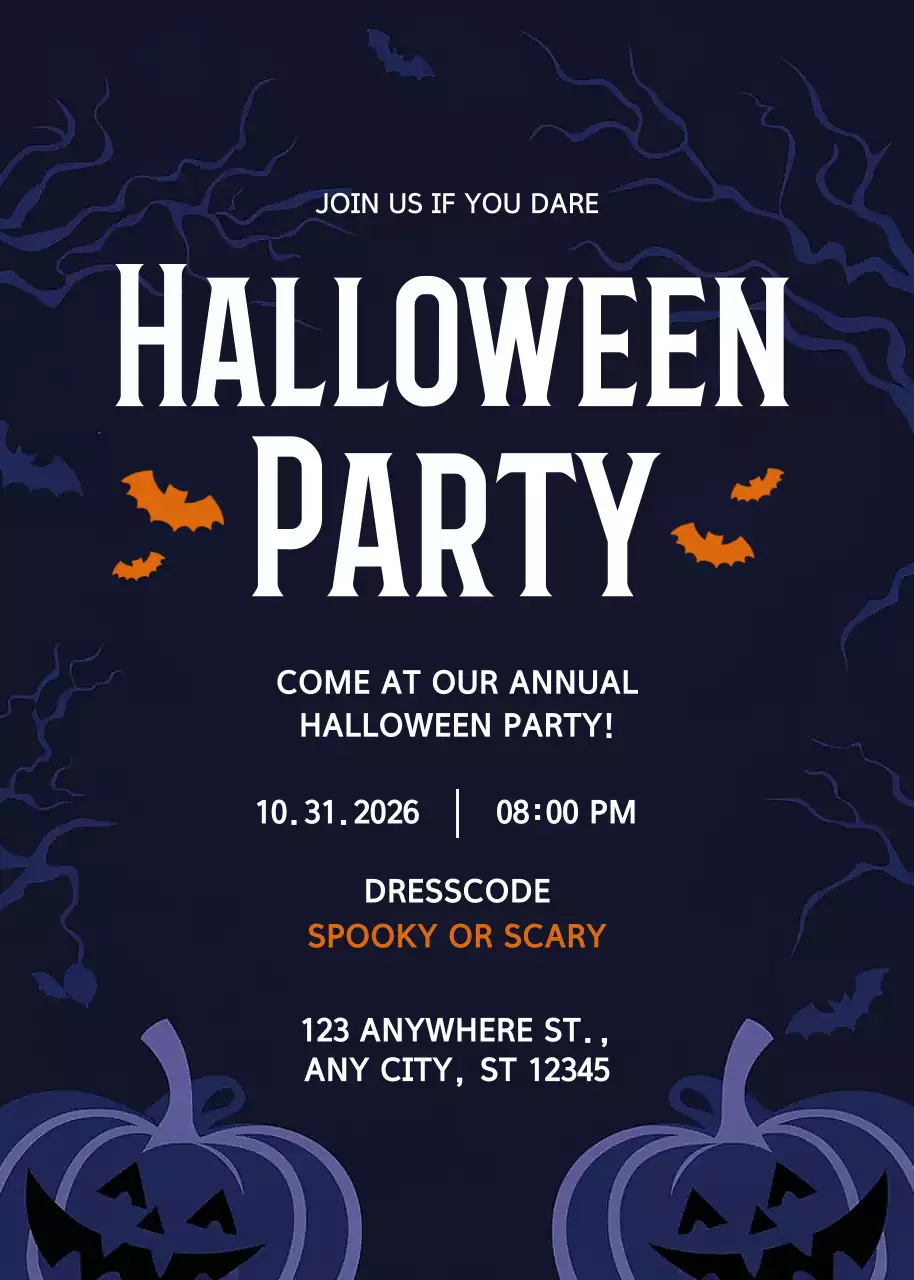 Navy Gothic Halloween Invitation