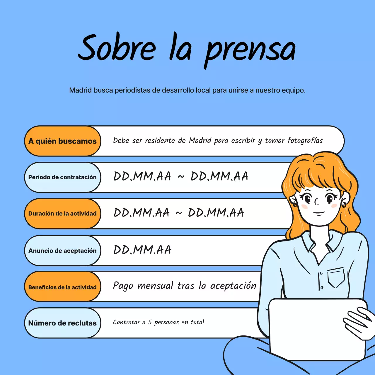 Azul claro y sencillo para los periodistas de desarrollo local